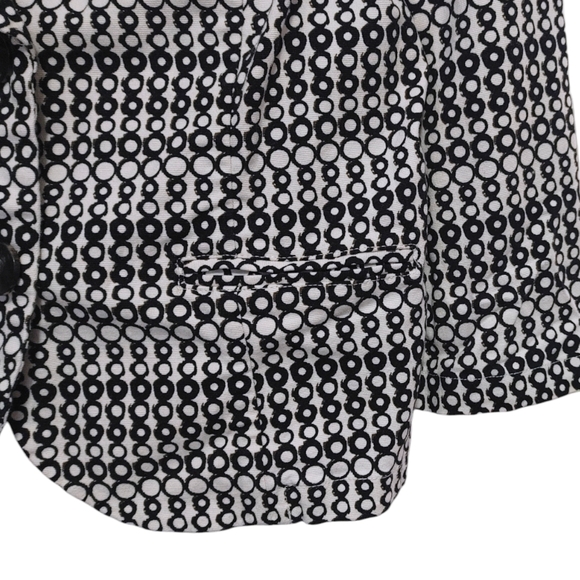 Cabi Black White Polka Dot Du Jour Ruched Button Blazer Jacket Women's Size 12 - Picture 7 of 10